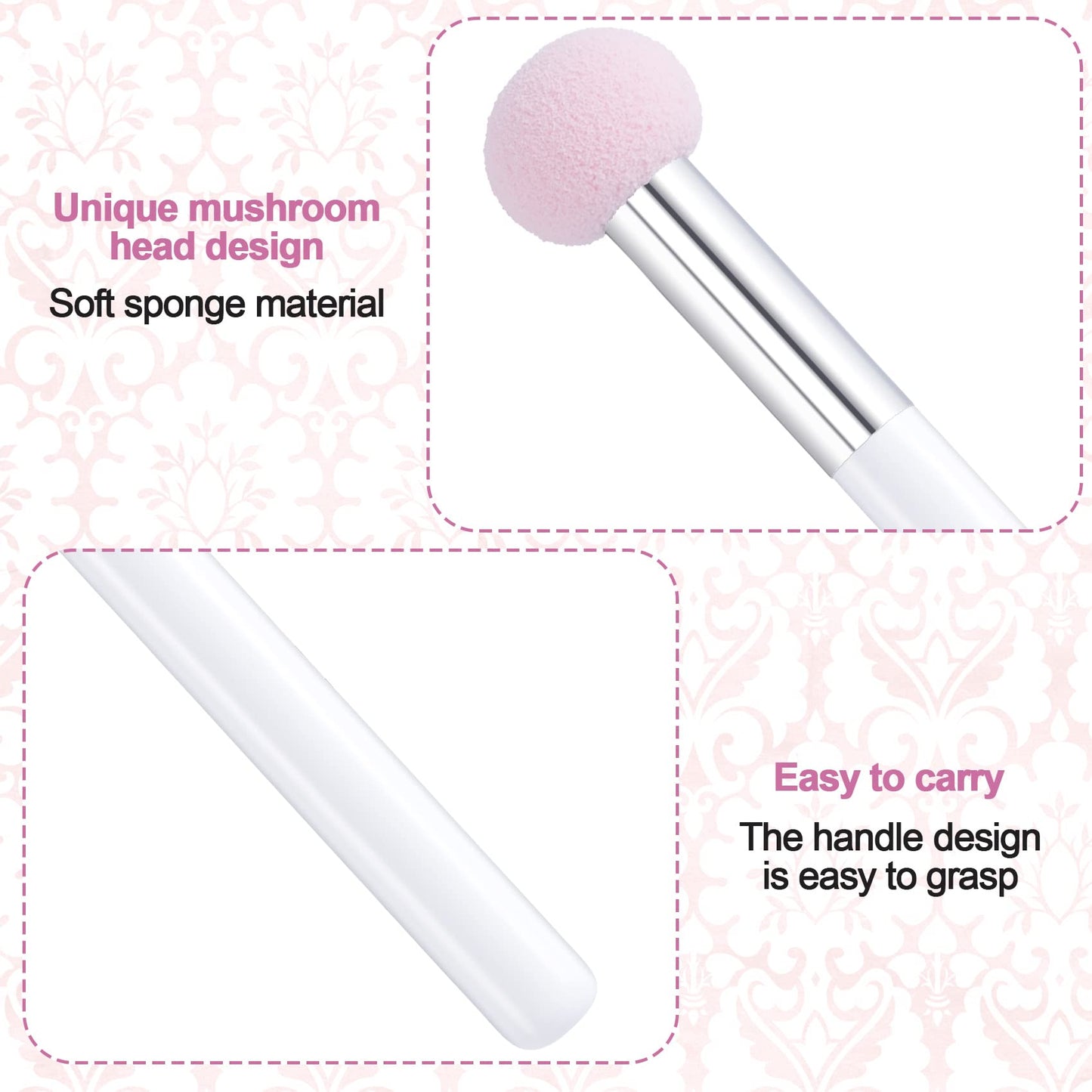 PAGOW 6pcs Sponge Makeup Applicator With Handle, Sponge Eyeshadow Applicators Makeup, Eyeshadow Sponge Brush, Cotton Eye Makeup Eyeshadow Brushes Beauty & Personal Care PAGOW