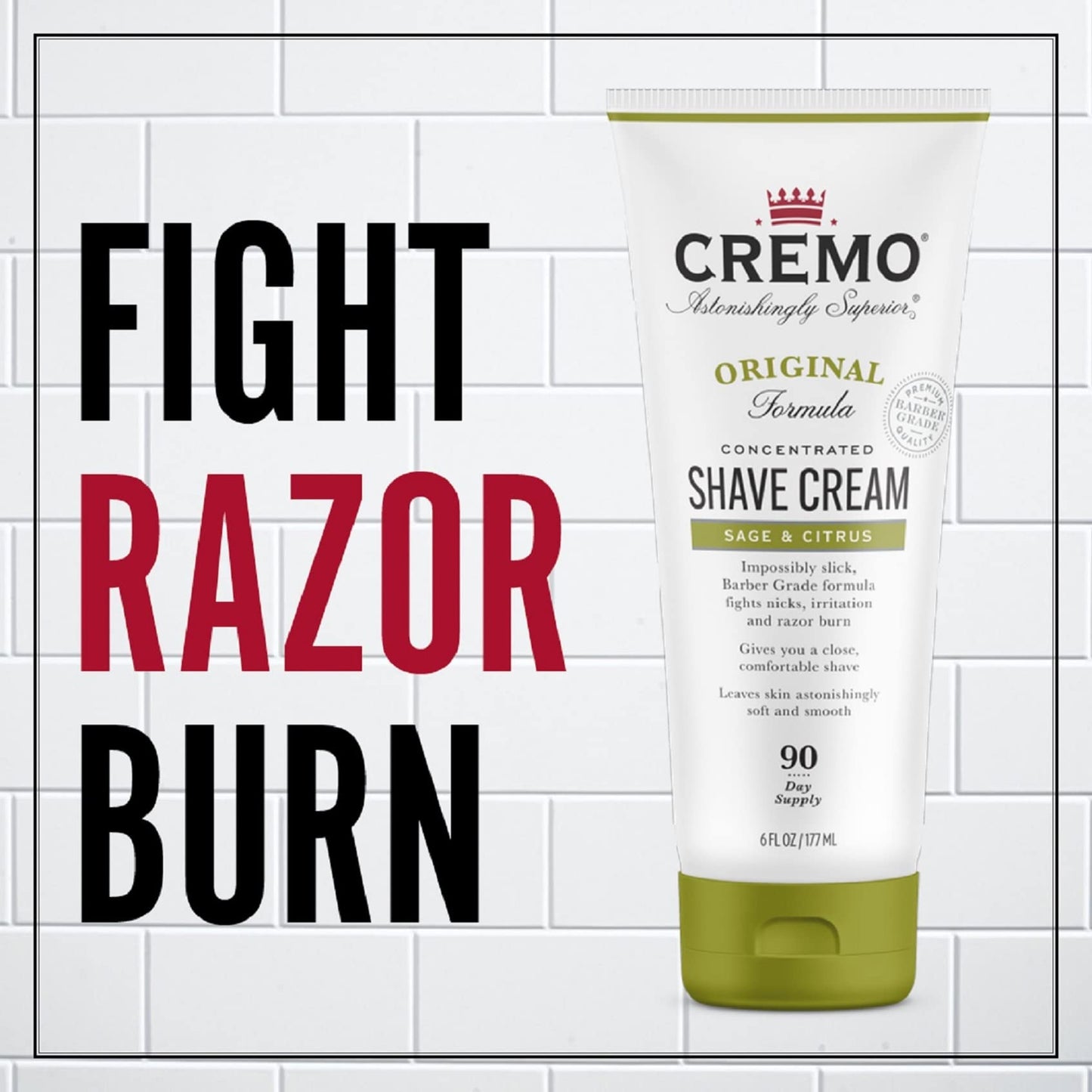 Cremo Barber Grade Sage & Citrus Shave Cream, Astonishingly Superior Ultra-Slick Shaving Cream Fights Nicks, Cuts and Razor Burn, 6 Fl Oz (2 Pack) Beauty and Personal Care Cremo