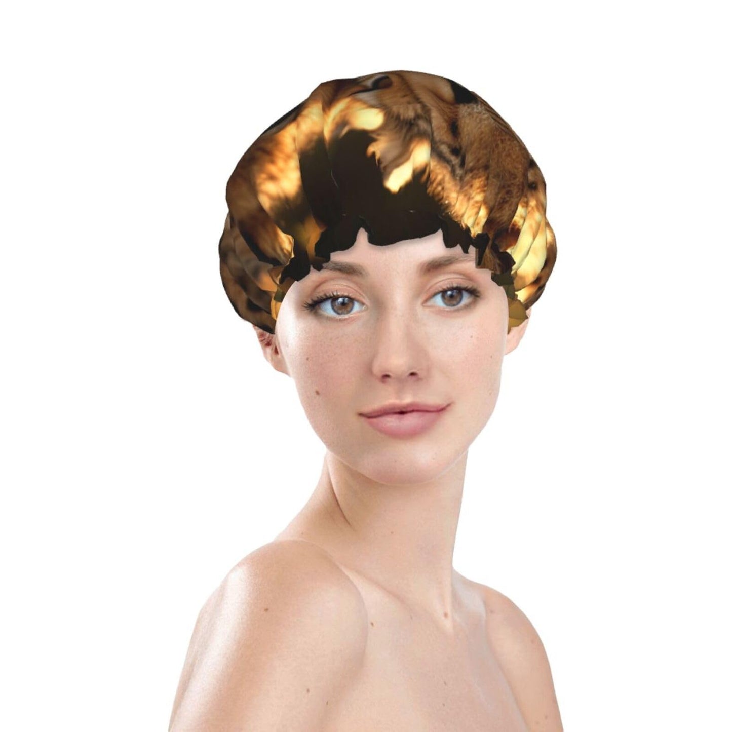 Cheetah Love Shower Cap For Women Reusable Double Layers Bathing Bath Cap Hair Caps Waterproof Elastic Band Ladies Spa Salon Shower Hat Hair Caps Beauty and Personal Care GDSHJKLW