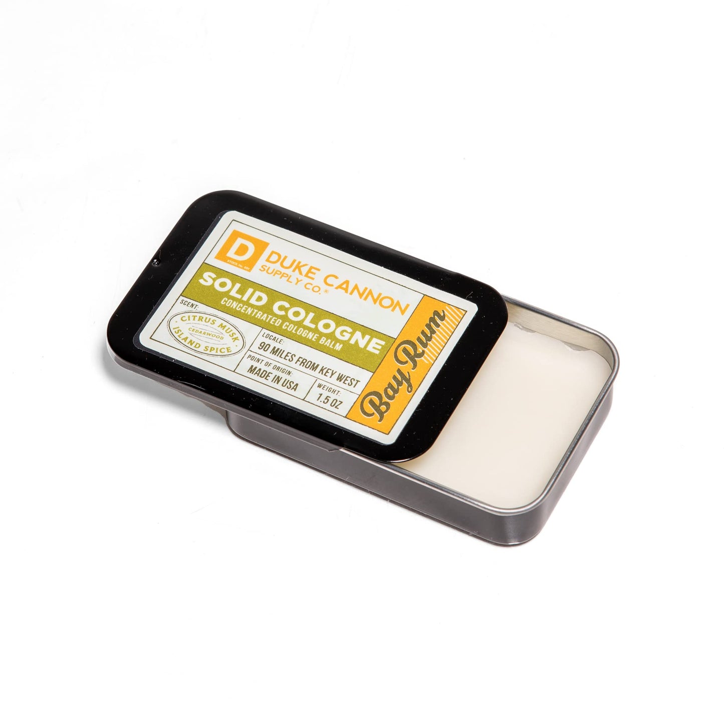 Duke Cannon Supply Co. Solid Cologne for Men Bay Rum (Citrus Musk, Cedarwood, Island Spice) - Concentrated Balm, Travel-Friendly Convenient Tin, 1.5 Beauty & Personal Care Duke Cannon Supply Co.
