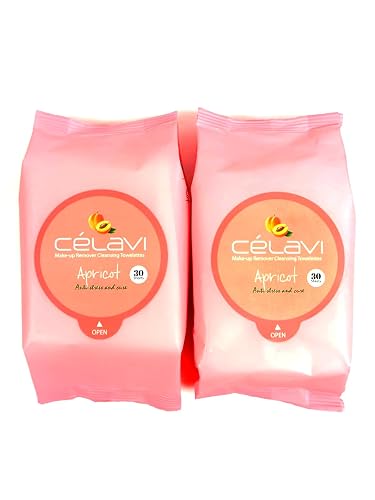 Celavi Makeup Remover Cleansing Wipes Removing Towelettes 2 Packs - 60 Sheets (Apricot) Beauty & Personal Care Celavi Cosmetics