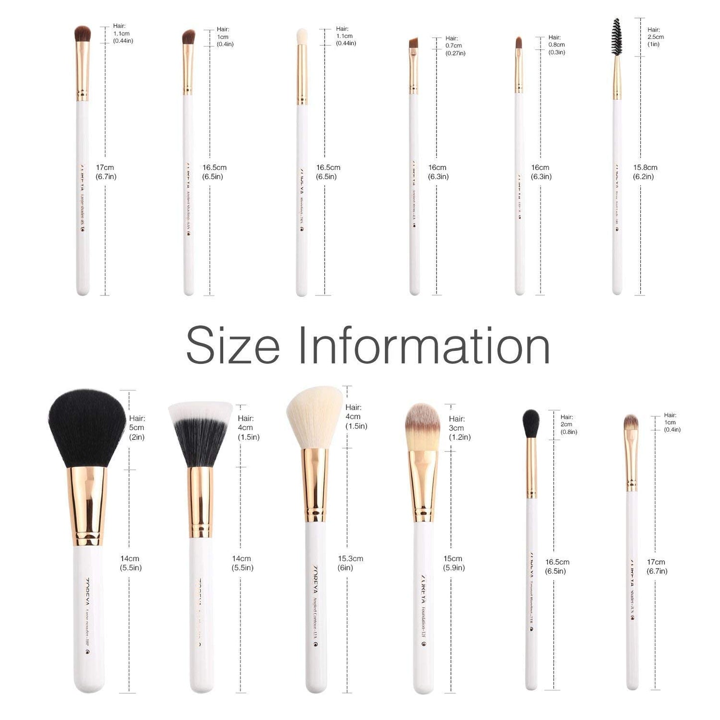 Z'OREYA Travel Makeup Brush Set White 12pcs Makeup Brushes Premium Synthetic Hair Professional Foundation Powder Contour Blush Cosmetic Eye Brush Sets Beauty & Personal Care Z'OREYA