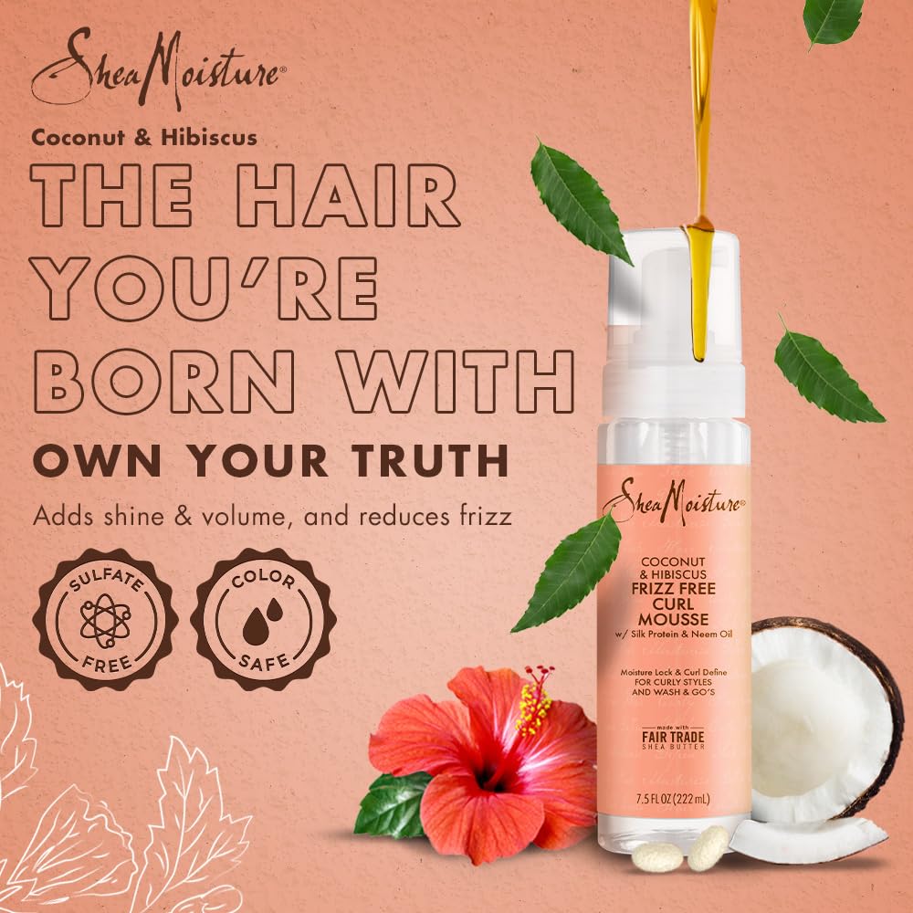 SheaMoisture SHEA MOISTURE Sheamoisture Coconut & Hibiscus Frizz-free Curl Mousse - 7.5 Fl Oz,7.5 Oz (290612 ) Beauty & Personal Care SheaMoisture