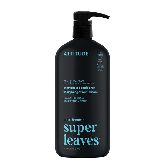 ATTITUDE Men's Shampoo and Conditioner 2-in-1, Scalp Care for Build Up & Oily Hair, Refresh With Peppermint & Willow Extract, 97% Natural Origin Beauty and Personal Care ATTITUDE Default Title
