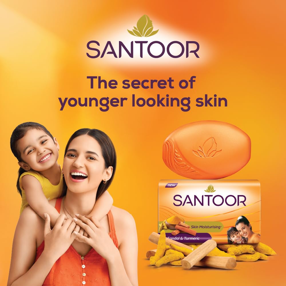 Santoor Soap with Sandal And Turmeric - Pack of 4 soaps (125g each) Beauty & Personal Care Santoor