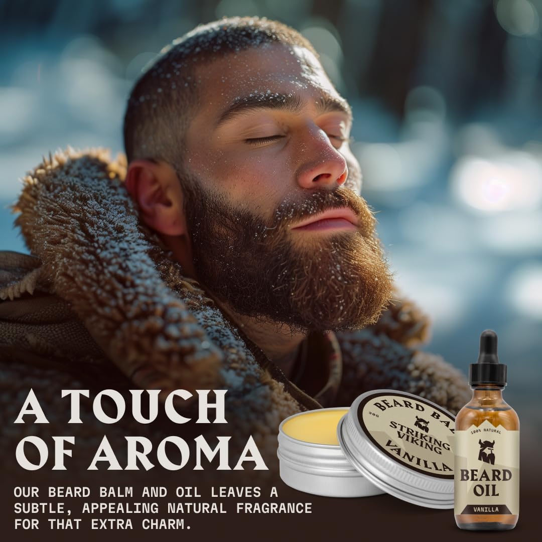 Striking Viking Beard Oil and Balm - Leave in Beard Conditioner - Tames, Styles, Softens, and Moisturizes Beards and Mustache - Made with All Natural Beauty & Personal Care Striking Viking