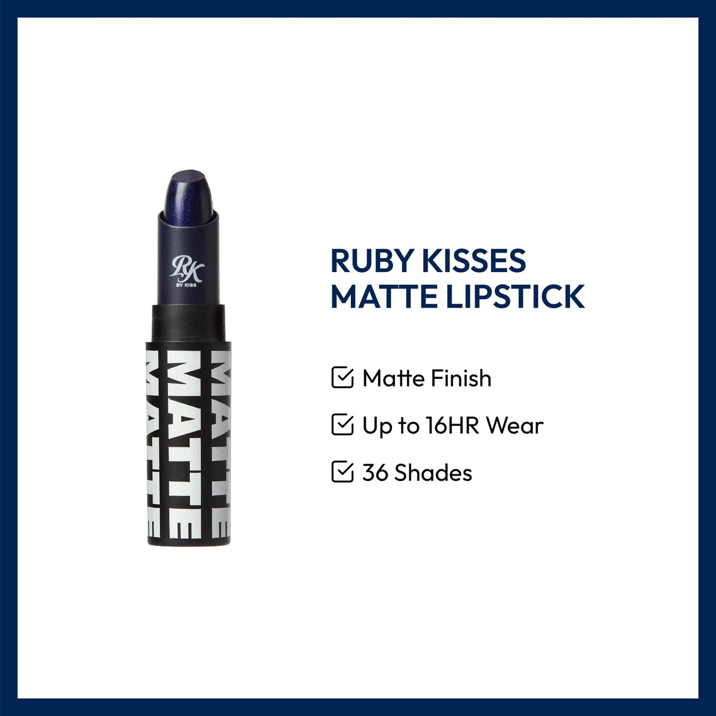 Ruby Kisses Lipstick, Matte Finish, Long-Lasting, Highly Pigmented, Smooth Apply, Full Coverage Lip Color Makeup (Sapphire) Beauty & Personal Care Ruby Kisses