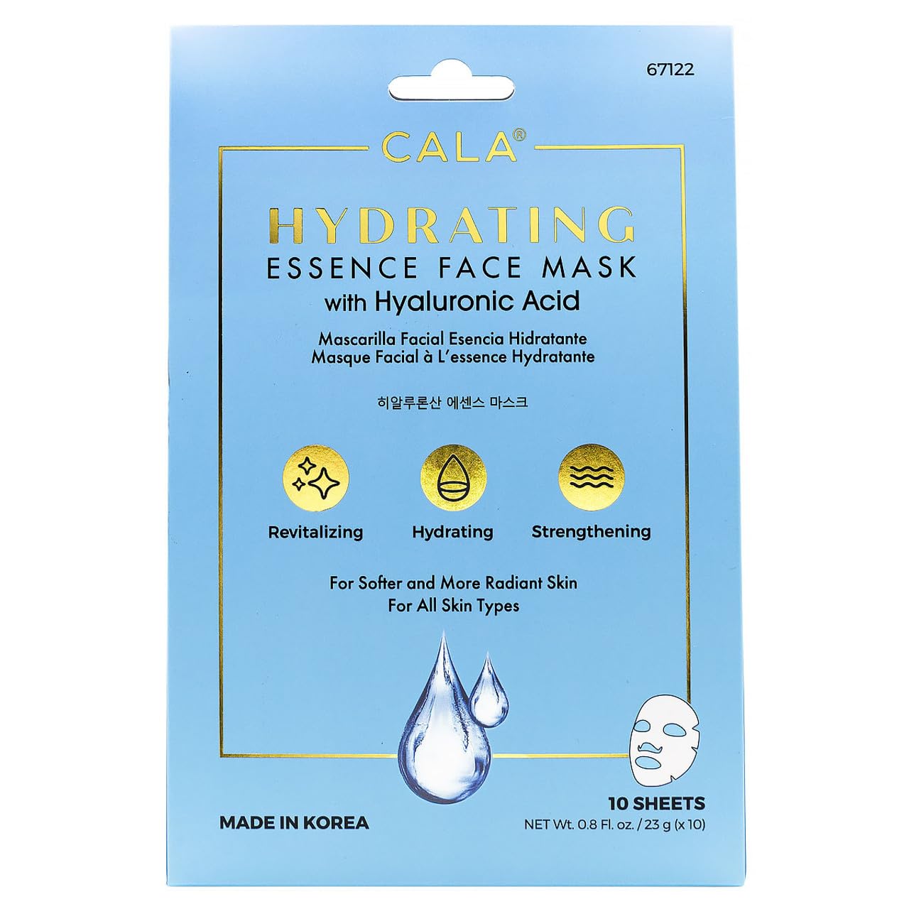 Cala Hydrating Essence Face Masks with Hyaluronic Acid - 10 Sheets Moisturizing Sheet Masks for Radiant, Plump Skin Beauty & Personal Care Cala