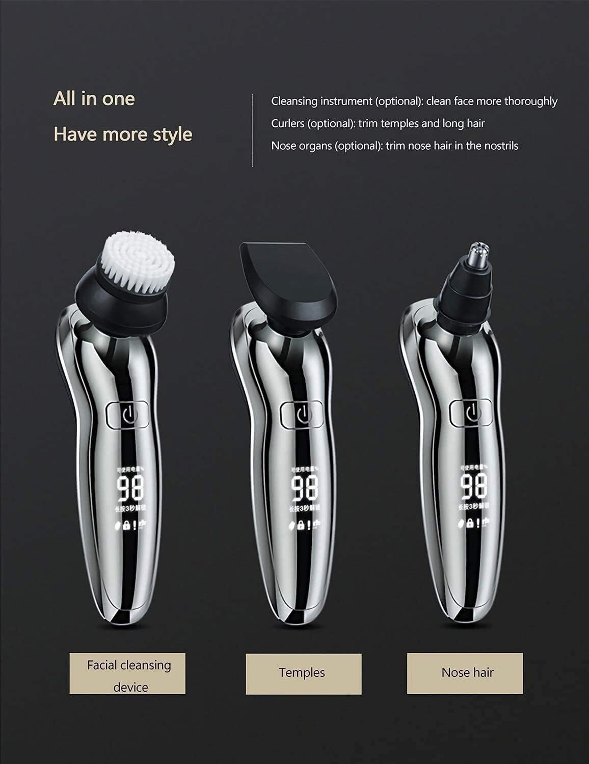 ALQPPM Electric Razor for Men, Dry Wet Waterproof Rotary Facial Shaver, Portable Face Shaver Cordless Travel USB Rechargeable with Nose Hair Beauty and Personal Care ALQPPM