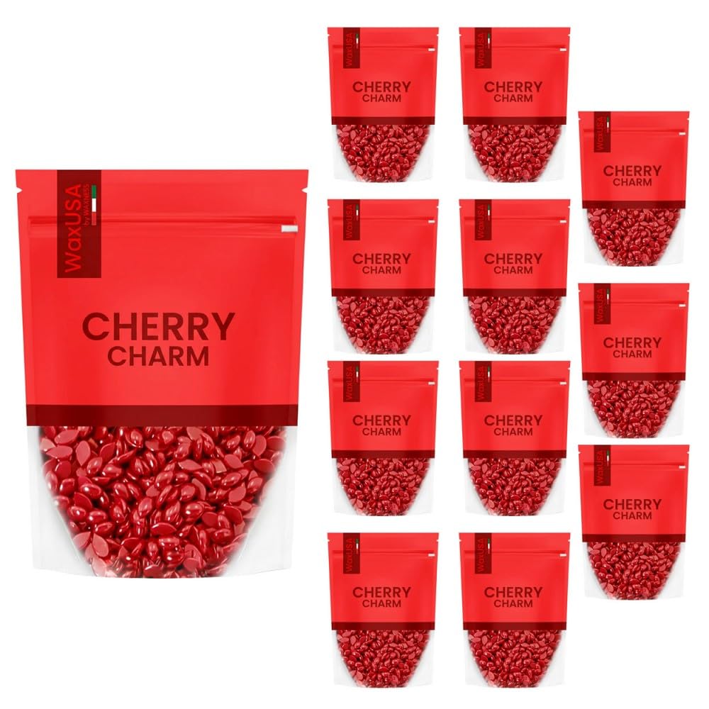 WaxUSA by Waxness Hard Wax Beads 1 lb (450 g) Pack of 20 - Cherry Charm Smooth Gel Texture - Professional Stripless Hair Removal - Made in Italy Beauty and Personal Care Waxness