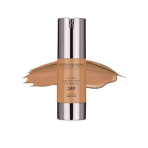 Bodyography Natural Finish Foundation (Dark/Warm #240) | Oil-Free, Anti-Aging Salon Foundation with Vitamin E & C | Photo-Ready, Skin-Perfecting Beauty & Personal Care Bodyography