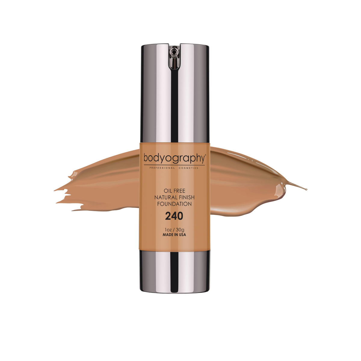Bodyography Natural Finish Foundation (Dark/Warm #240) | Oil-Free, Anti-Aging Salon Foundation with Vitamin E & C | Photo-Ready, Skin-Perfecting Beauty & Personal Care Bodyography