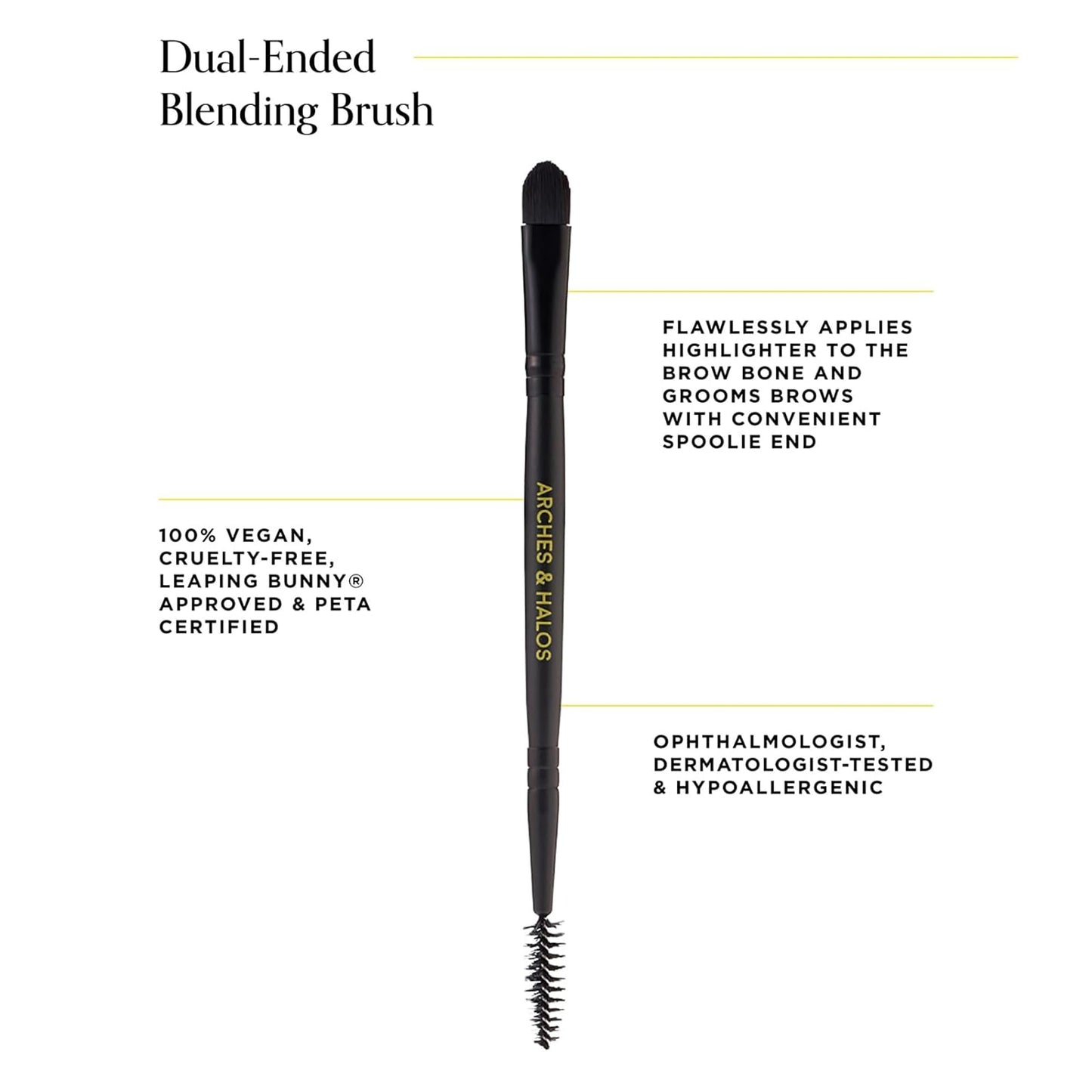 Arches and Halos Dual Ended Blending Makeup Brushes - Precision Concealer and Eyebrow Brush - Spoolie for Taming and Sculpting Brows - 1 pc Beauty & Personal Care Arches & Halos