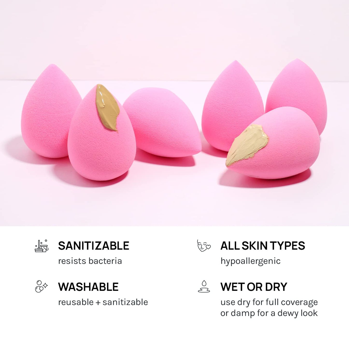 AOA Studio Collection makeup Sponge Set Latex Free and High-definition Set of 6 makeup Wonder blender For Powder Cream and Liquid, Super Soft Wonder Beauty & Personal Care AOA STUDIO