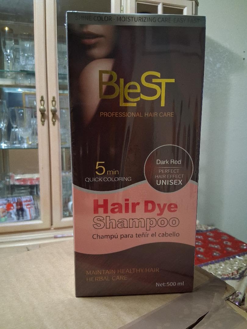 BLEST PROFESSIONAL HAIR CARE Hair Dye 2-in-1 Shampoo Color for Quick Gray Coverage - Semi Permanent Hair Color for Men and Women - 500ml (Dark Red) Beauty & Personal Care BLEST PROFESSIONAL HAIR CARE