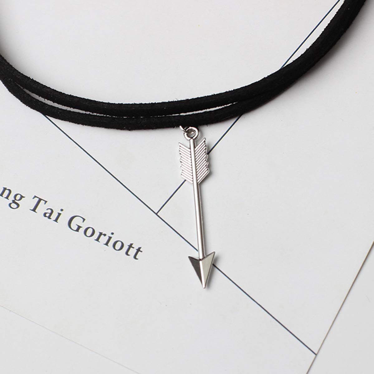 DoubleNine Arrow Pendant Choker Black Gothic Vengan Suede Necklace for Women Beauty & Personal Care Doubnine