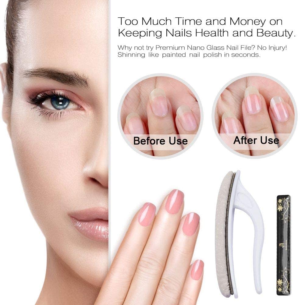 Best Washable Nano Glass Nail File with Case and Chamois Buffer for Nail Wax Cream beUakso Premium Upgrade Nail Buffer and Shine Kit For Natural Beauty & Personal Care beUakso