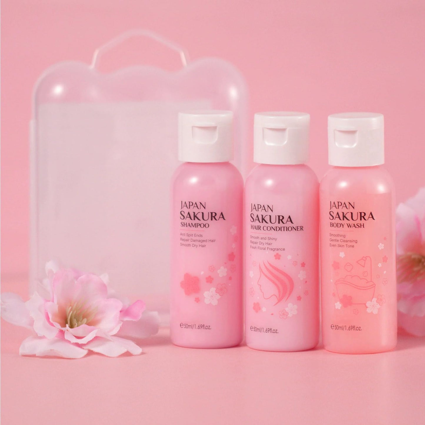 Cherry Blossom Shampoo and Conditioner & Body Wash Set,Hydrating Hair Care&Gentle Moisturizing Shower Gel,Delicate Floral Scent for Soft Silky Beauty & Personal Care TUOSHITONG