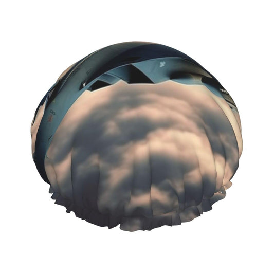 Aircraft Fighter Jets Shower Cap for Women Men Large Reusable Shower Bonnet Double-Layer Waterproof Bath Caps Elastic Band Hair Hat for All Beauty and Personal Care BWLHJKE