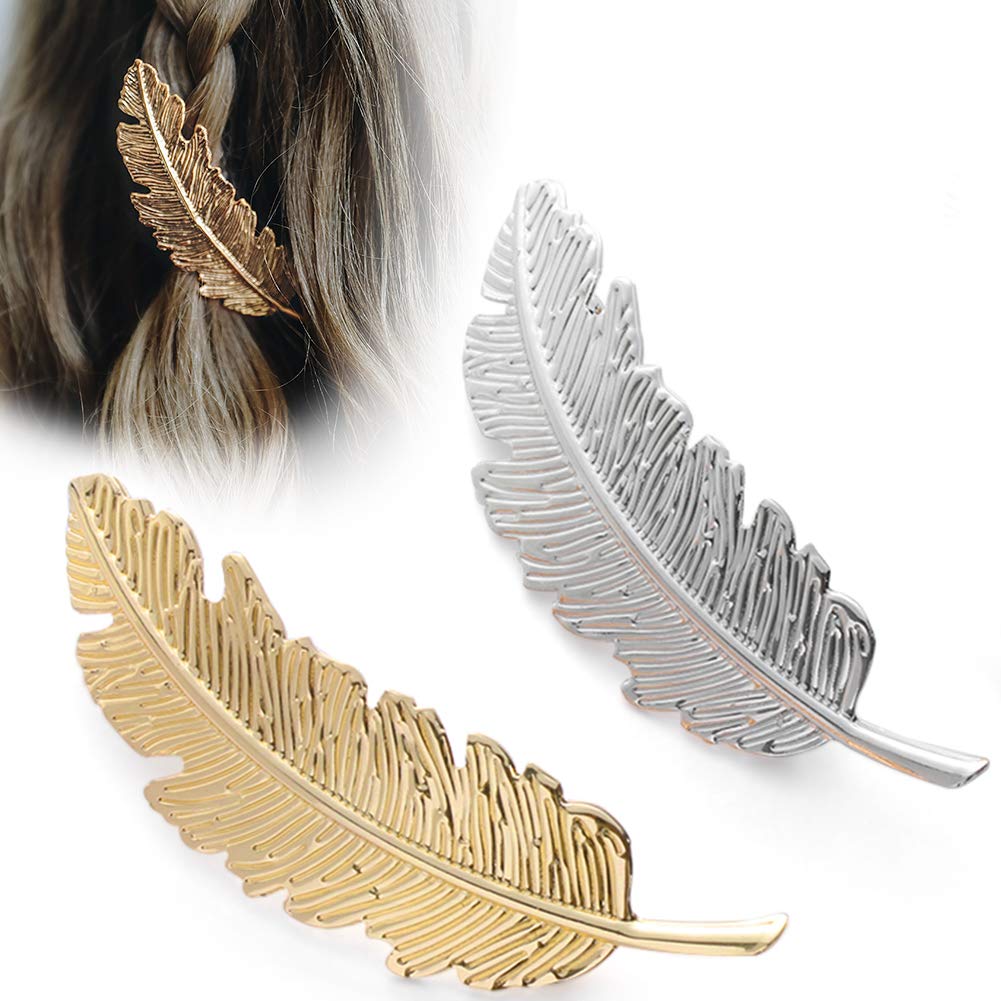 Gold Silver Minimalist Hair Clips Dainty Feather Hollow Hair Clips Set Feather Hair Pins Geometric Barrette Hair Accessories for Women Beauty & Personal Care QIEIMUFHD