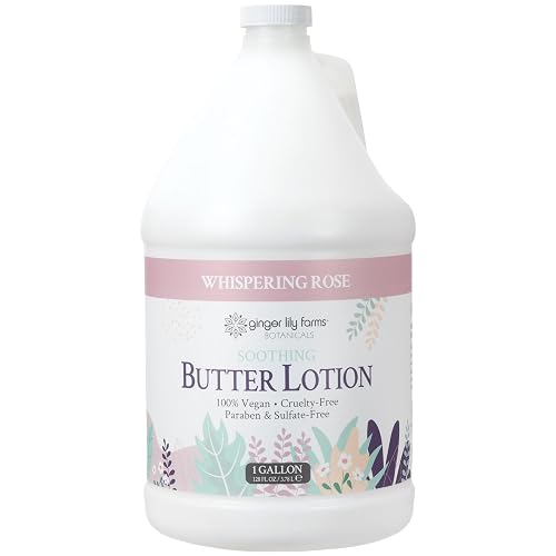 Ginger Lily Farms Botanicals Soothing Butter Lotion for Dry Skin, 100% Vegan & Cruelty-Free, Whispering Rose Scent, 1 Gallon (128 fl oz) Refill Beauty & Personal Care Ginger Lily Farms