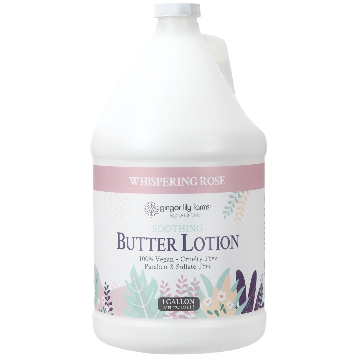 Ginger Lily Farms Botanicals Soothing Butter Lotion for Dry Skin, 100% Vegan & Cruelty-Free, Whispering Rose Scent, 1 Gallon (128 fl oz) Refill Beauty & Personal Care Ginger Lily Farms
