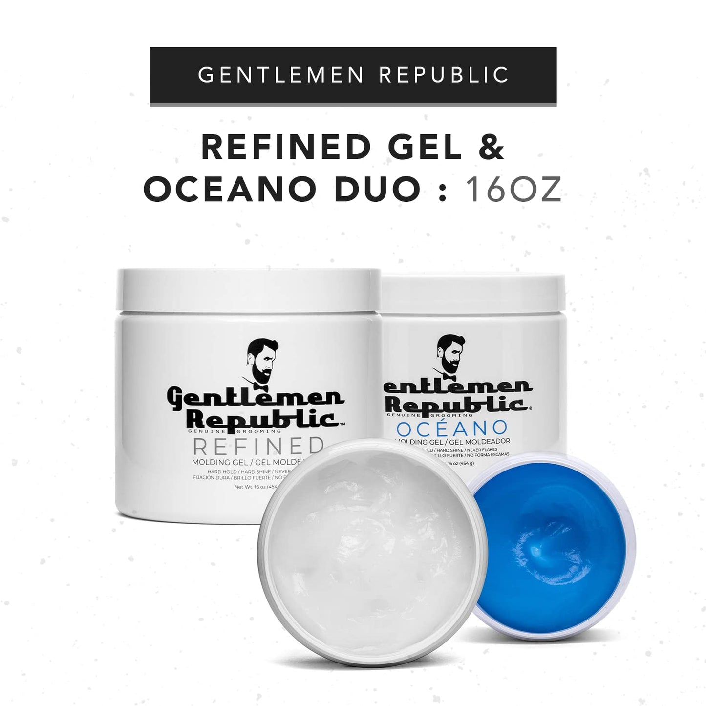 Gentlemen Republic 16oz Refined & Oceano Hair Gel for Men - Provides 24 Hour High Hold & Shine - Premium Mens Hair Styling Products Beauty & Personal Care Gentlemen Republic
