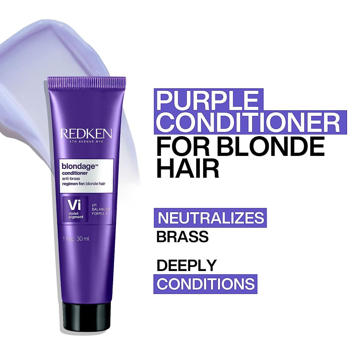 Redken Color Extend Blondage Color Depositing Purple Conditioner | Hair Toner For Blonde Hair | Neutralizes Brass & Moisturizes Hair | With Pure Beauty & Personal Care Redken