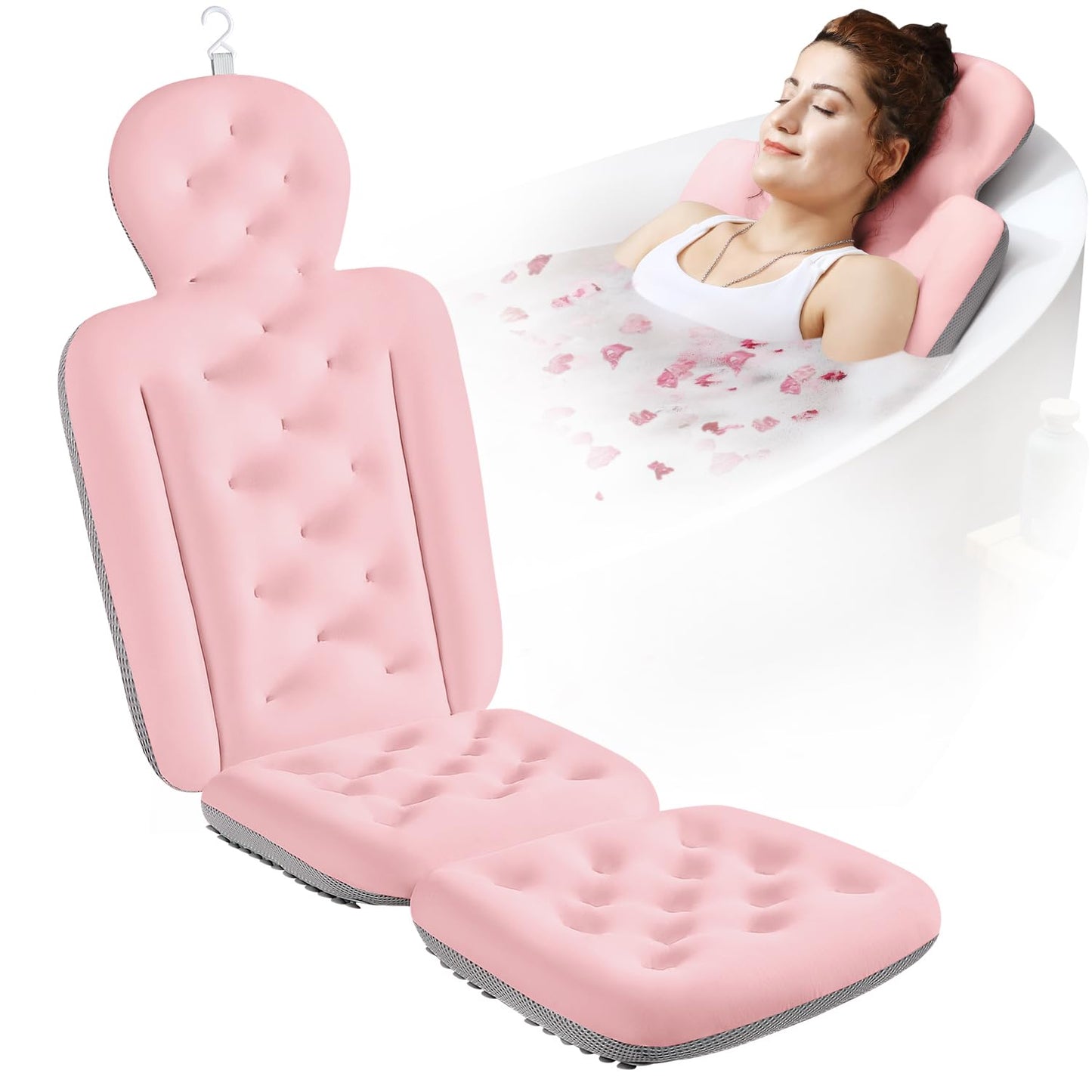 Full Body Bath Pillow for Bathtub, Thick Bathtub Cushion, Luxury Tub Pillow for Bath for Headrest Neck and Back Support Pink 51" x 16" Beauty and Personal Care VOXOR