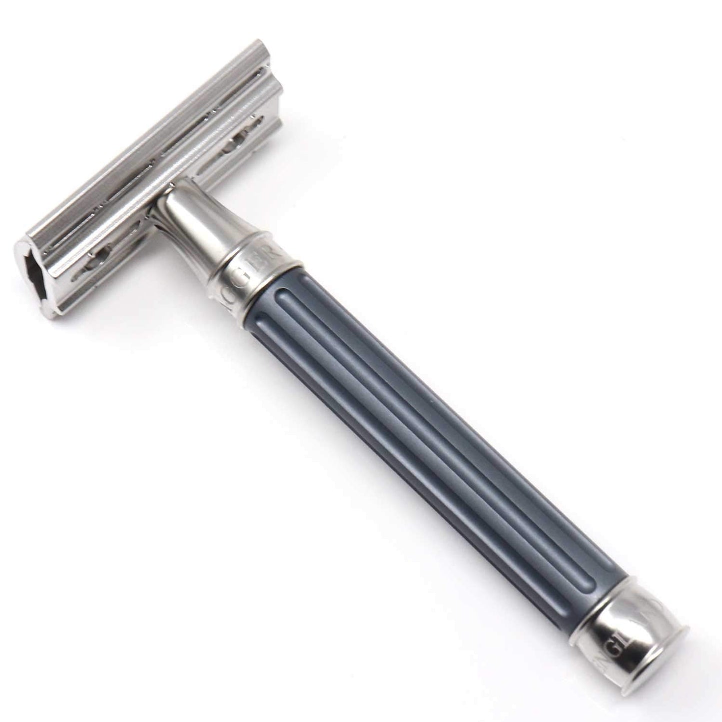 Edwin Jagger 3ONE6 DE Stainless Steel Safety Razor, Grooved, 1x Pack of Feather Razor Blades (Anodized Gun Metal) Beauty and Personal Care Edwin Jagger