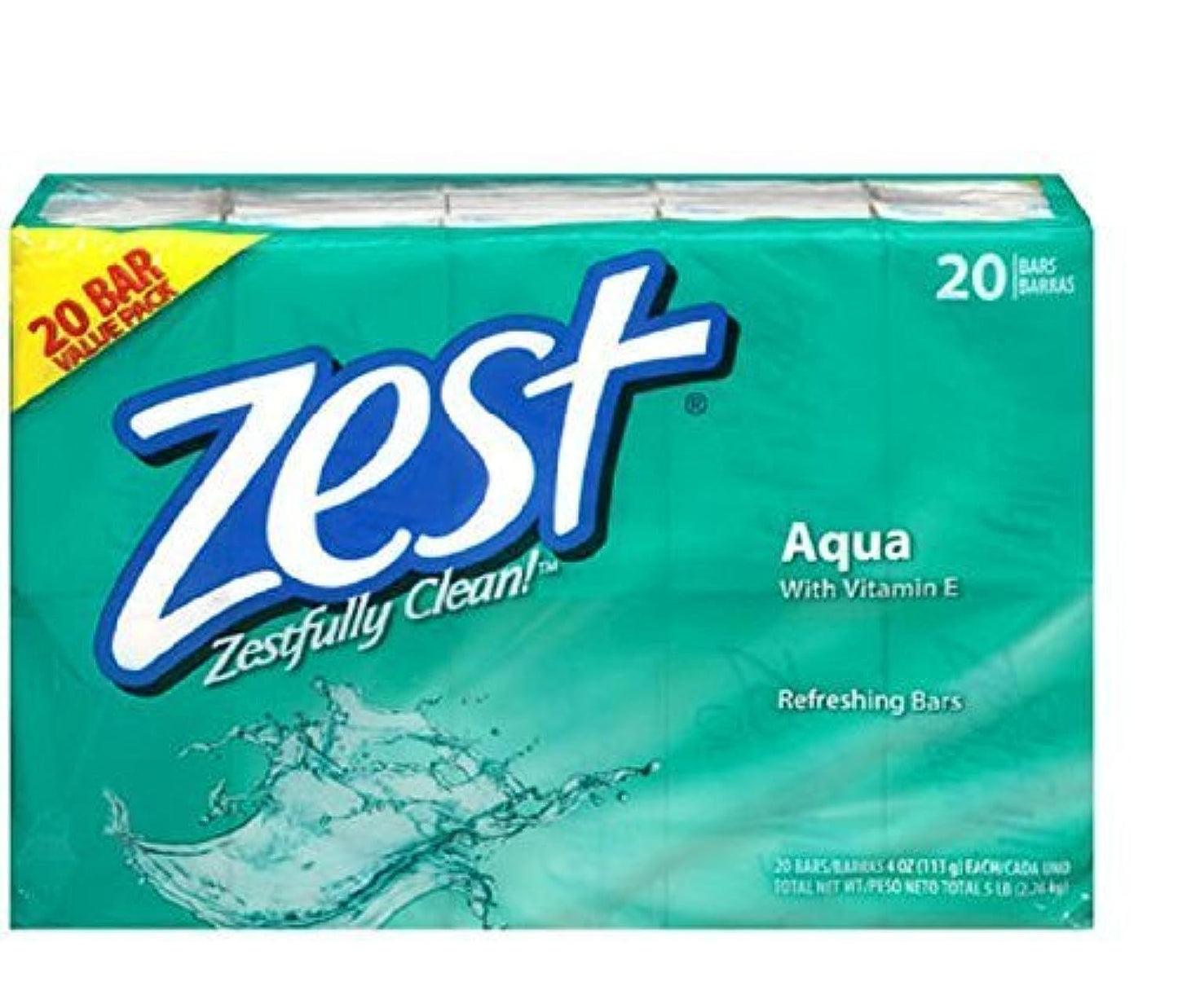 :Zest Bar Soap Aqua 4oz Bar Soaps - 20 Bar Beauty & Personal Care Zest