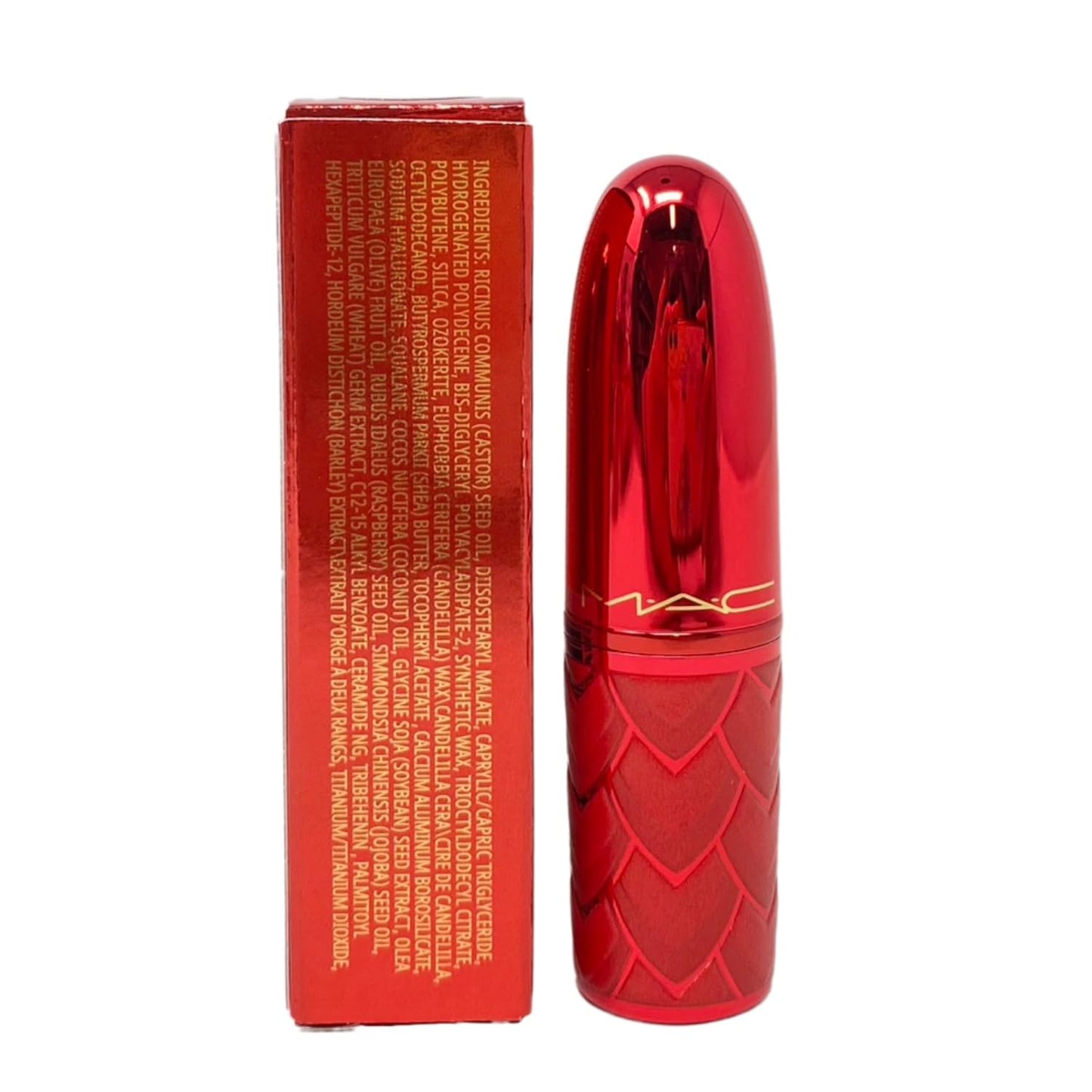 MAC Cosmetics Lovestruck Luck Collection Lustreglass Lipstick - Powerfully Potent (Deep Red) - 0.1 oz / 3 g Beauty & Personal Care MAC