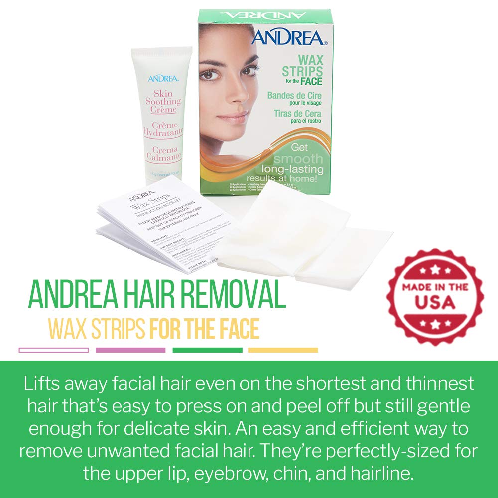 Andrea Hair Removal Wax Strips for the Face - 20 Applications, 2 packs Beauty and Personal Care ANDREA