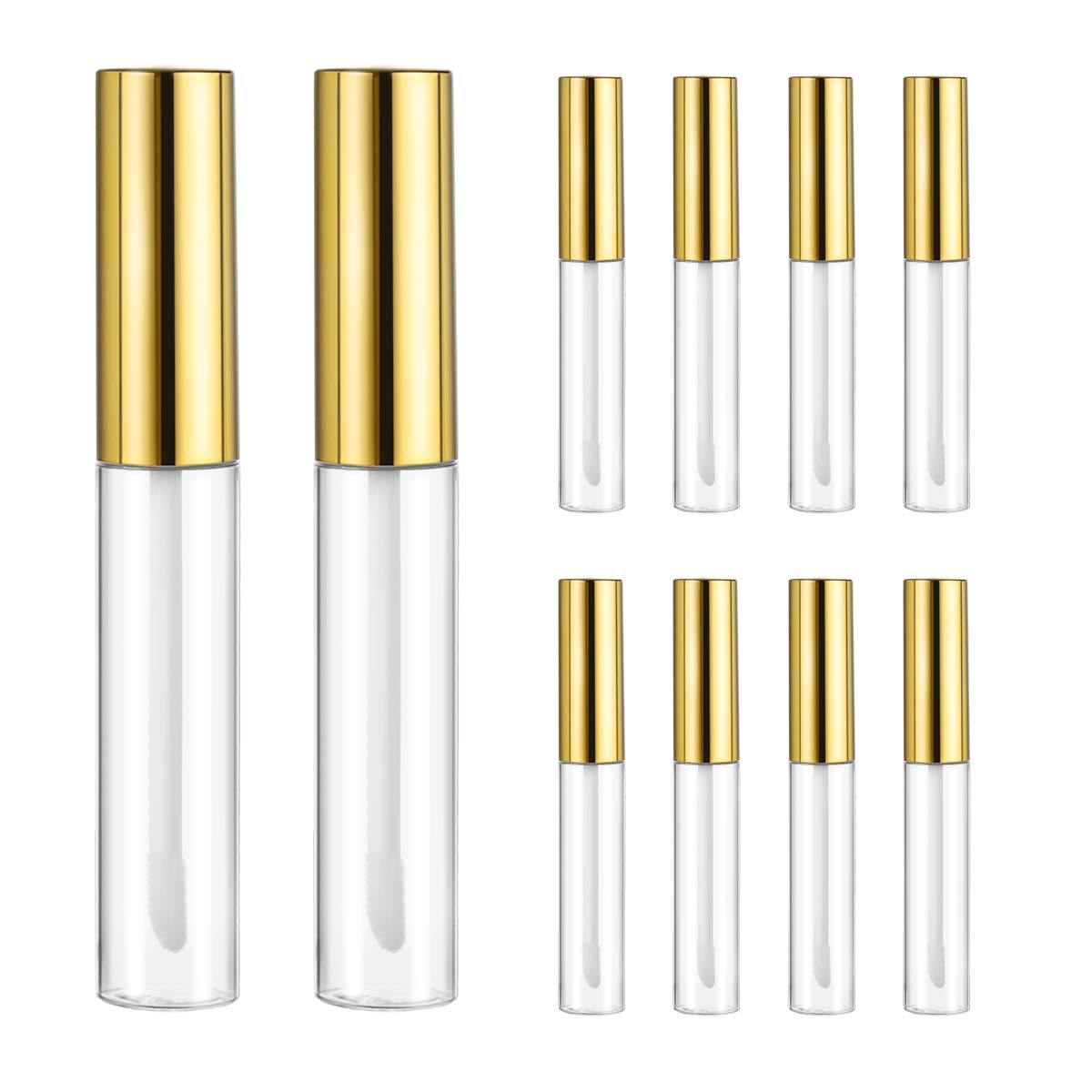 10pcs 10ml Lip Gloss Tubes Bulk with Wand Empty Plastic Lipstick Bottles Lip Gloss Container Cosmetic Supplies for Lipstick Samples DIY (Golden) Beauty & Personal Care Lurrose
