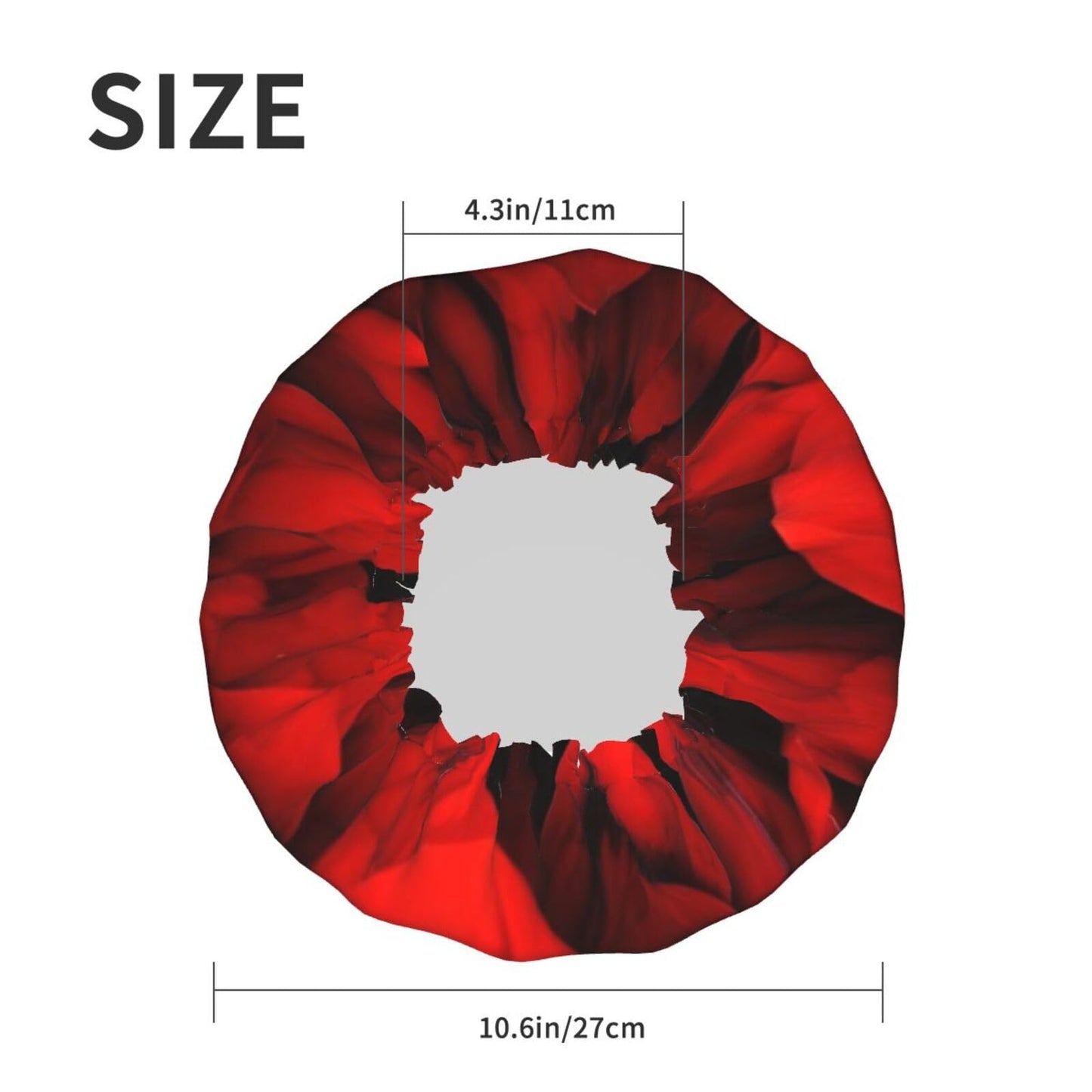 Red Flower on Black Shower Cap for Women Men Large Reusable Shower Bonnet Double-Layer Waterproof Bath Caps Elastic Band Hair Hat for All Hairstyles Beauty and Personal Care BWLHJKE