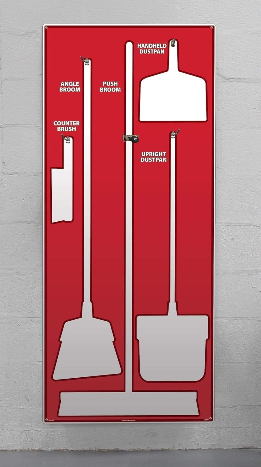 NMC SB106AL 5S Janitorial Shadow Board, Red/White, 68"X30", Heavy-DutyAluminum (Tools Sold Separately) Beauty & Personal Care NMC
