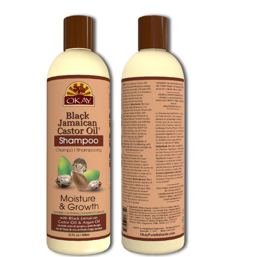OKAY Black Jamaican Castor Oil Shampoo - Jamaican Castor Shampoo for Hair Health, Natural Moisturizing Cleanser to Strengthen & Restore Damaged Hair Beauty & Personal Care OKAY