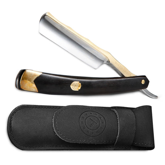Naked Armor Luxury King Arthur Straight Razor - Shave Ready 7/8" Japanese Stainless Steel Straight Edge Razor with Real Gold Leaf Scale & Ebony Wood Beauty and Personal Care Naked Armor