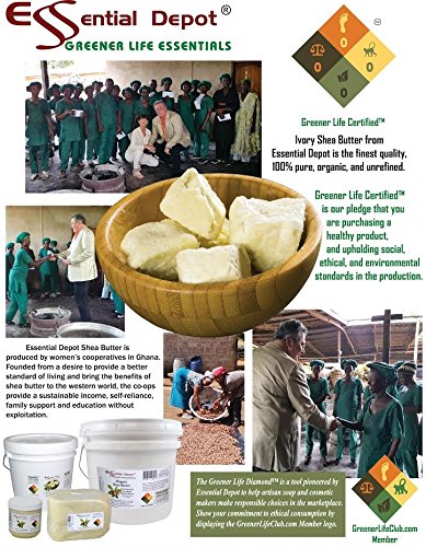 Essential Depot Shea Butter - Grade A - Organic - Unrefined - 7 lbs in a PP Pail - R.E.D. Roasted - microwavable container with resealable lid Beauty & Personal Care Essential Depot