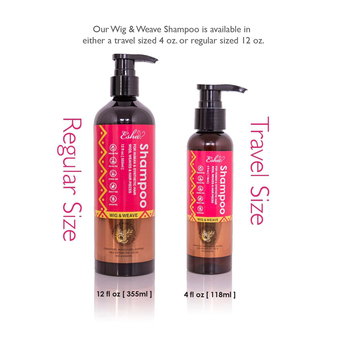 Esha Wig & Weave Revitalizing Shampoo - Human Hair & Synthetic Wigs, Weaves, Extensions & Braids I Coconut Oil Infused, Sulfate-Free I Restores