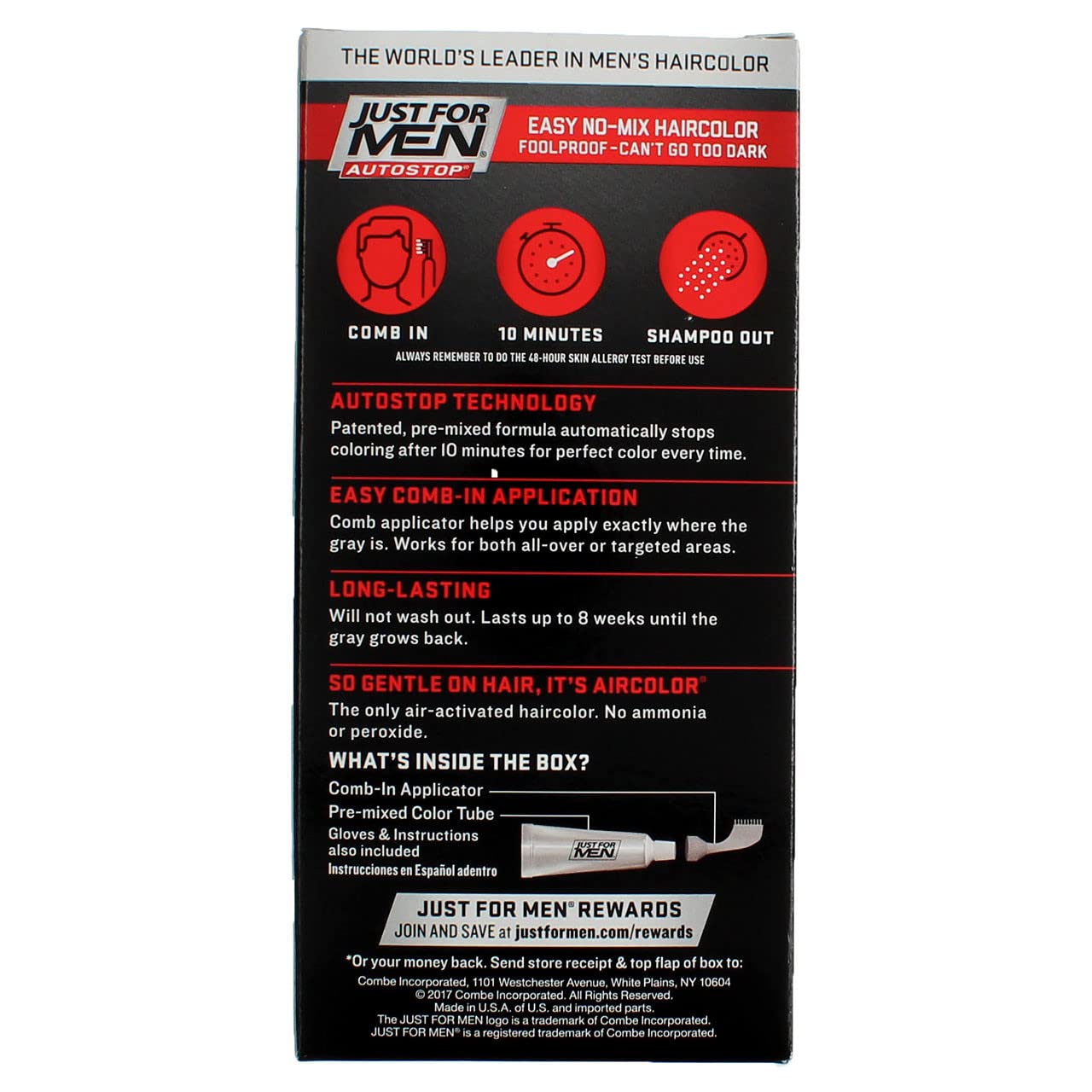 JUST FOR MEN AUTO STOP COMB IN REAL BLACK A55 Beauty & Personal Care Just for Men