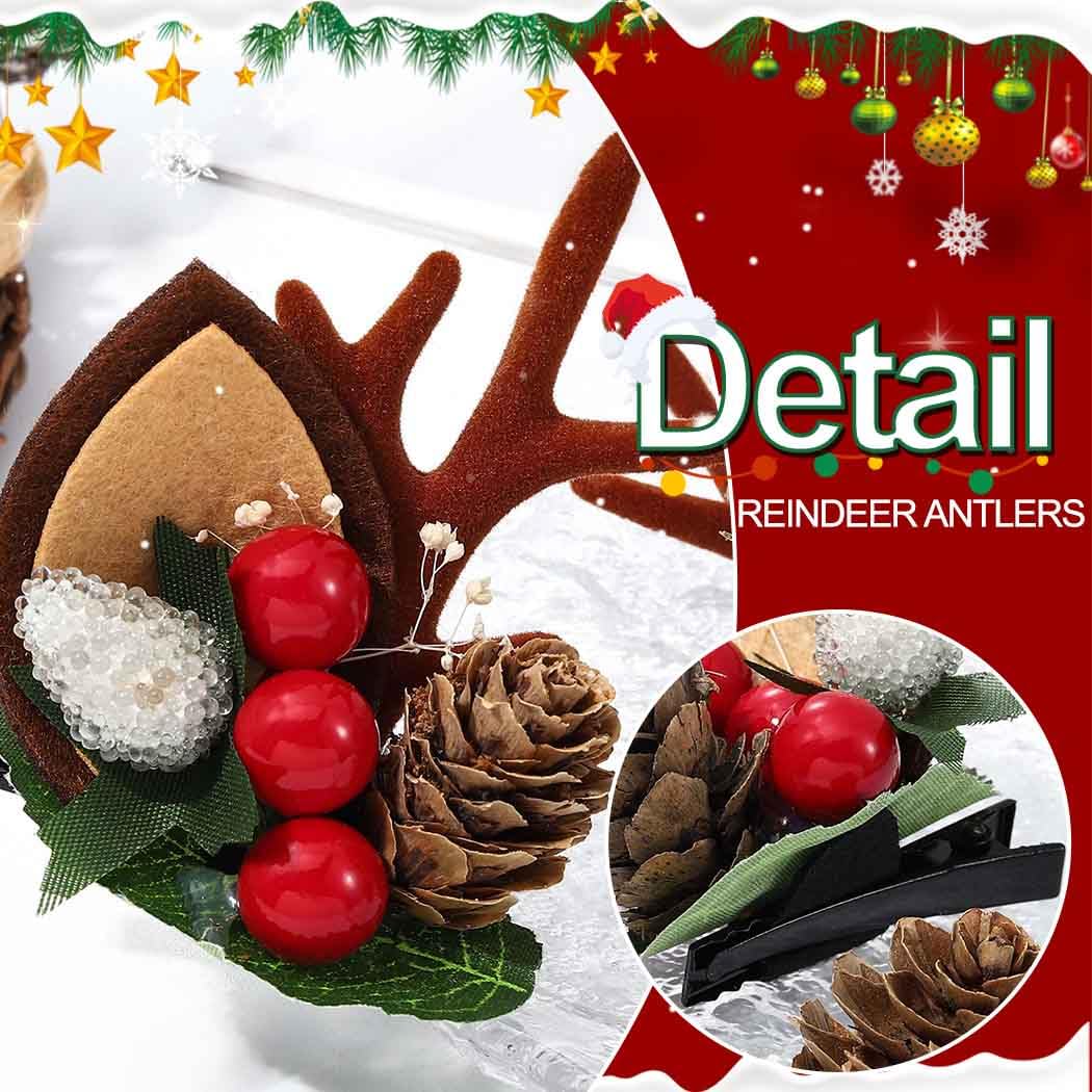 BARTOSI Christmas Reindeer Antlers Hair Clips Deer Antler Hair Clip Xmas Ears Hairpins Holiday Hair Accessories for Women and Girls (Pack of 2) Beauty & Personal Care BARTOSI