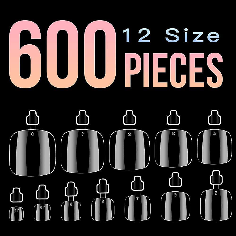 Clear Soft Gel ToeNail Tips, Melous 600PCS Full Cover Nail Tips Gel Nail Tips Clear False Fake Nails Beauty & Personal Care Melous