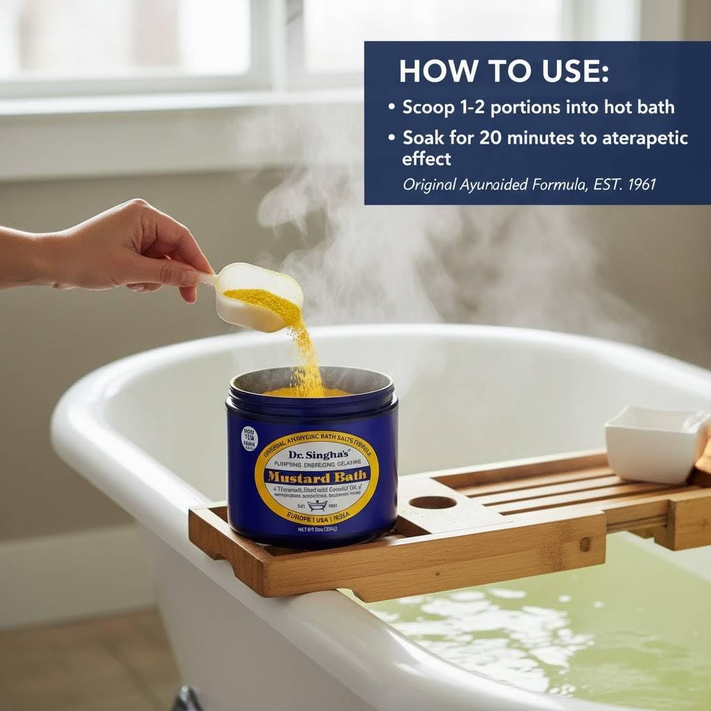 Dr. Singha's Mustard Bath Soak - Aromatherapy Bath Salts with Mustard Seed & Essential Oils for Muscle Relaxation, Stress Relief & Soothing - Epsom Beauty and Personal Care Dr. Singha's