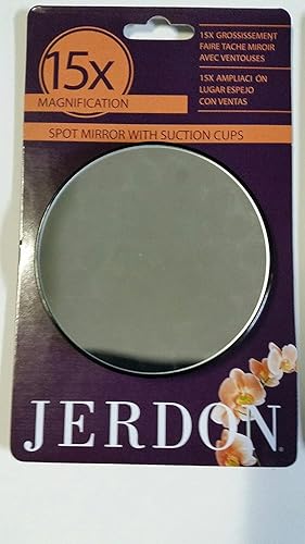 JERDON 3” Makeup Mirror with 15X Magnification - Black Frame - Suction Cups for Wall Mounting - Portable and Fits Easily in Purse for Travel - Model Beauty & Personal Care JERDON