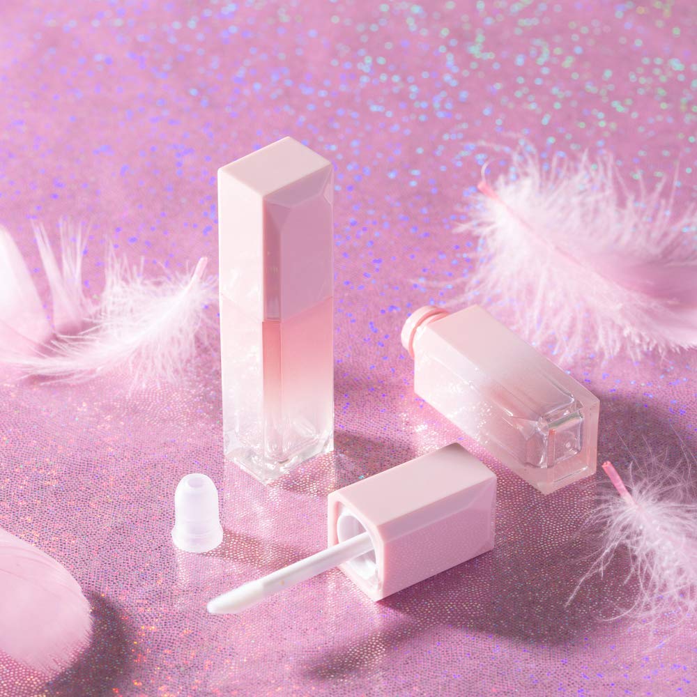 Healthcom 10Pcs 5ml Gradient Pink Empty Lip Gloss Tubes Plastic Mini Refillable Lip Balm Lipstick Bottle Lip Glaze Tube with Wand Travel Pipe Vials Beauty & Personal Care Healthcom