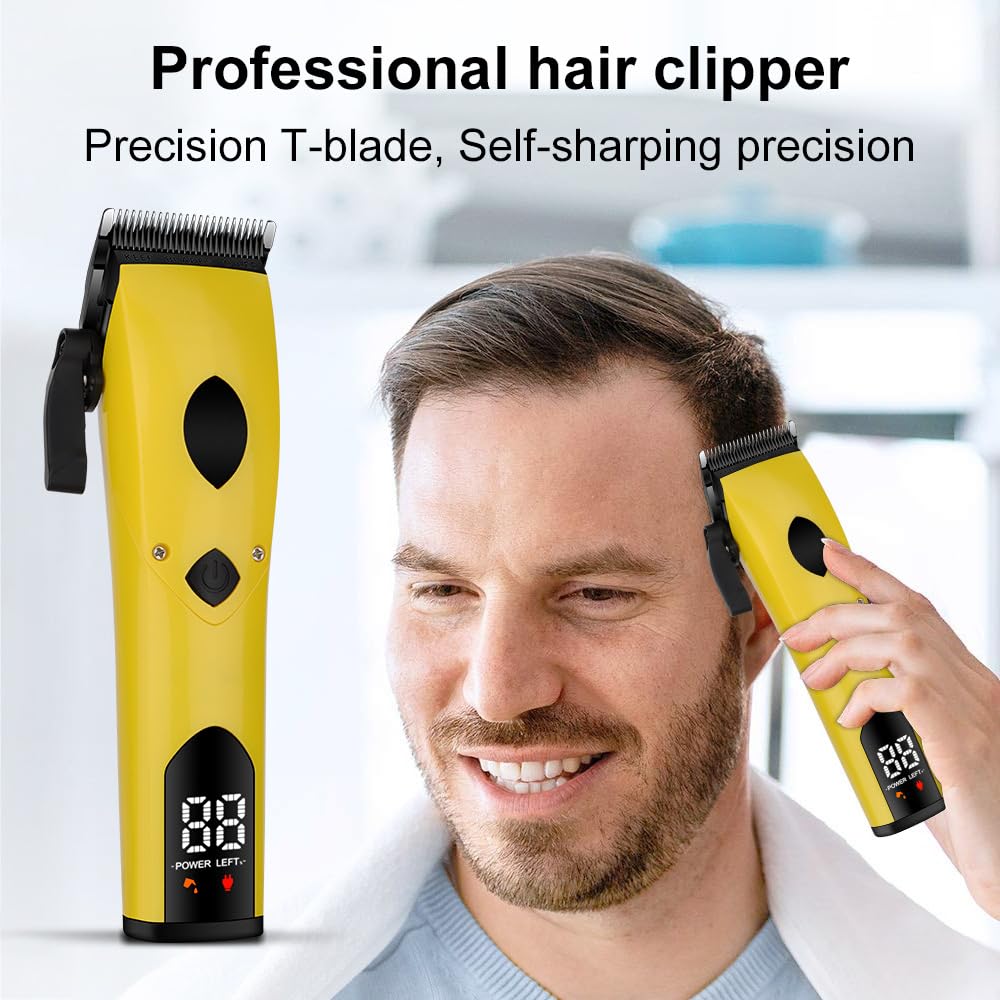 Electric Hair Clippers for Men Cordless Clipper Trimmer Set Clippers for Hair Cutting Kit with 6 Limit Combs 4 Speed Adjustable Blade LED Hair Beauty and Personal Care GLESVOWIO