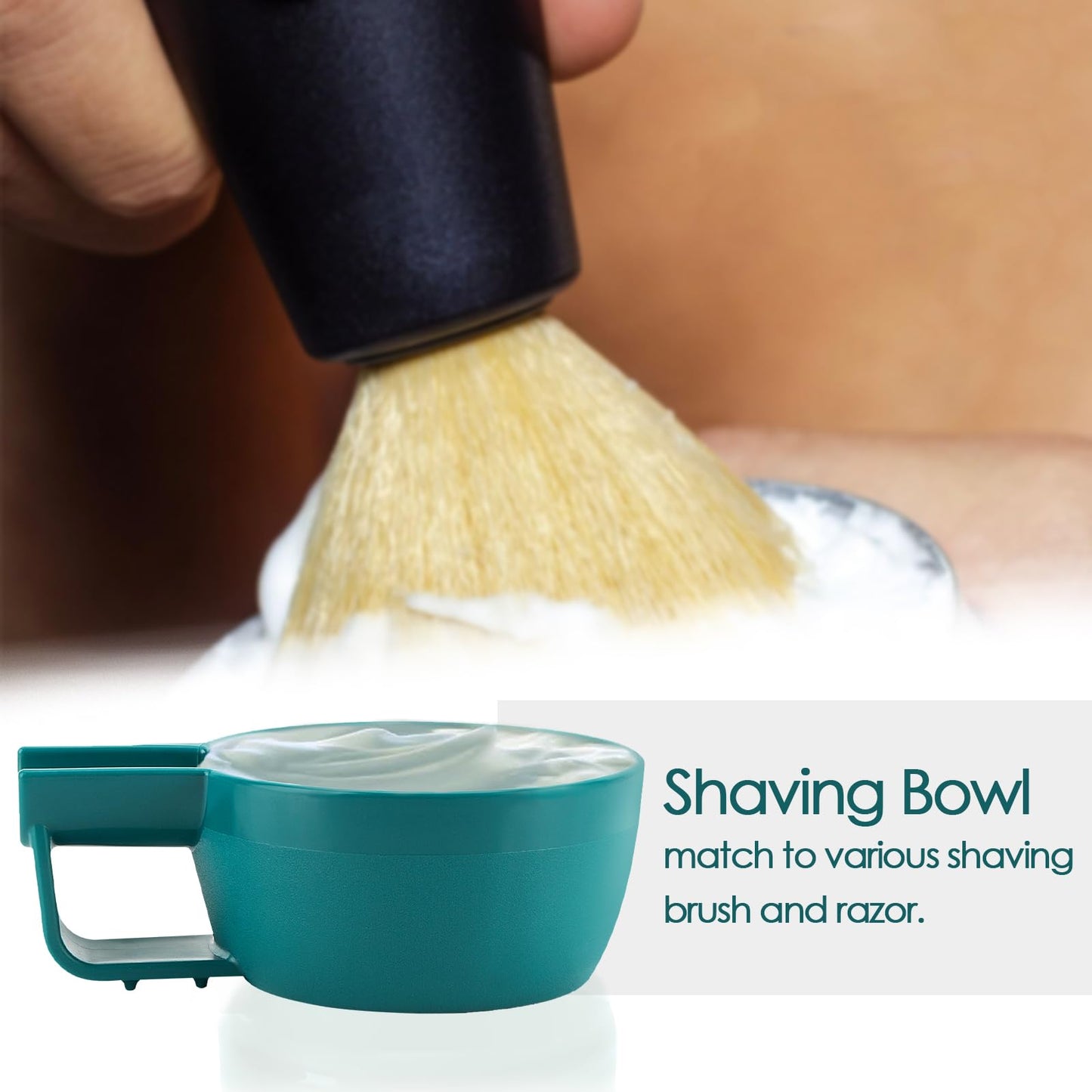 Linkidea Plastic Shaving Soap Bowl with Non-slip Handle, Wide Mouth, Large Capacity, Easier to Lather Ridges, Wet Razor Shave Cream Bowl for Men Beauty and Personal Care Linkidea