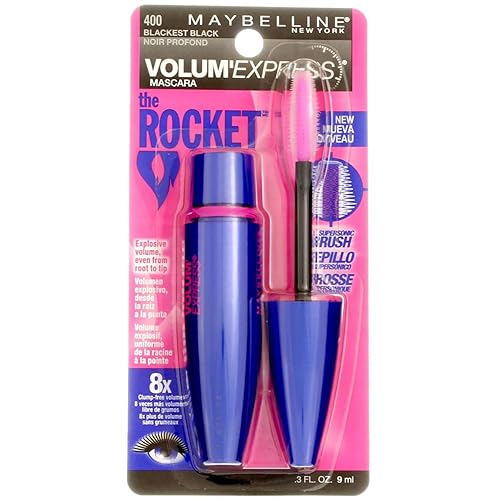 Maybelline Volume' Express The Rocket Washable Mascara, Blackest Black [400], 0.3 Ounce Beauty & Personal Care MAYBELLINE