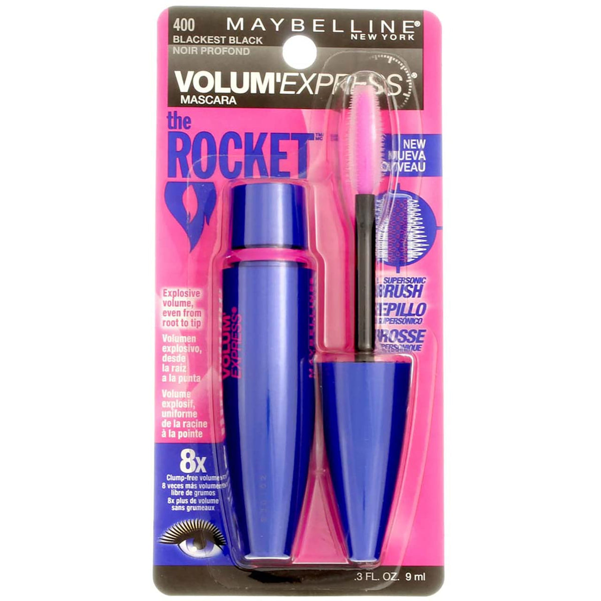 Maybelline Volume' Express The Rocket Washable Mascara, Blackest Black [400], 0.3 Ounce Beauty & Personal Care MAYBELLINE
